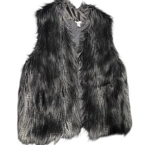 ✦ Chico’s Luxe Gray Faux Fur Vest L/XL ✦ Mob Wife Old Money Aesthetic